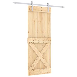 vidaXL Liukuovi 80 x 210 cm Massiivinen m&auml;nty (k&auml;sittelem&auml;t&ouml;n)