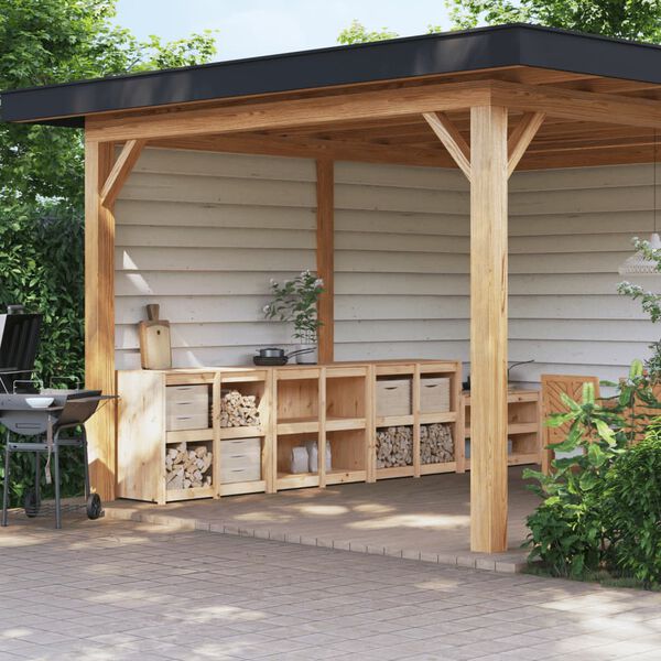 vidaXL Ulkokeittiökaapit 3 kpl täysi mänty