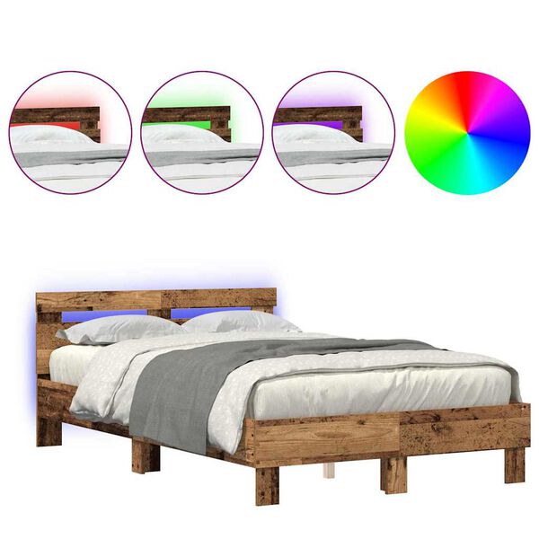 vidaXL Sängyn runko päätyllä Vanha puu 4FT Small Double Tekninen puu