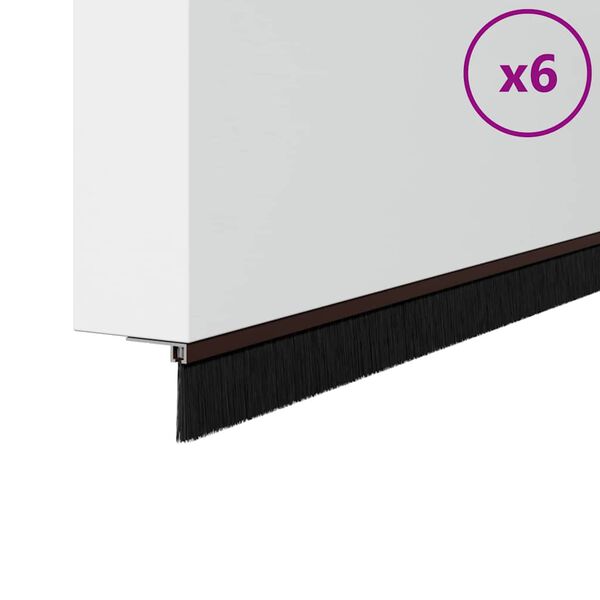 vidaXL Itsekiinnittyv&auml;t oven harjatiivisteet 6 pcs Ruskea 100 cm