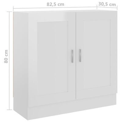 vidaXL Kirjahylly korkeakiilto valkoinen 82,5x30,5x80 cm lastulevy