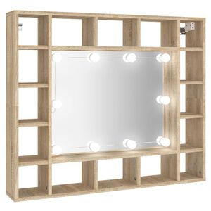 vidaXL Peilikaappi LED-valoilla Sonoma-tammi 91x15x76,5 cm