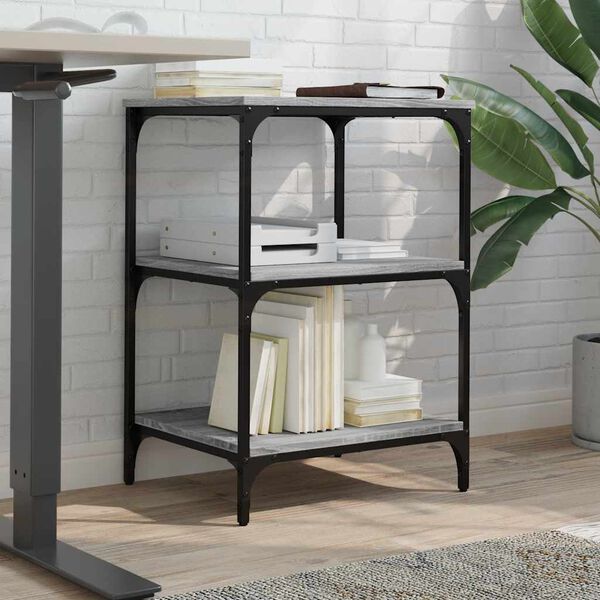 vidaXL Tulostinteline 3 tasoa harmaa Sonoma 50x41x75 cm tekninen puu