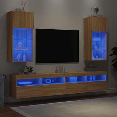 vidaXL TV-kaapit LED-valoilla 2 kpl Sonoma-tammi 40,5x30x90 cm