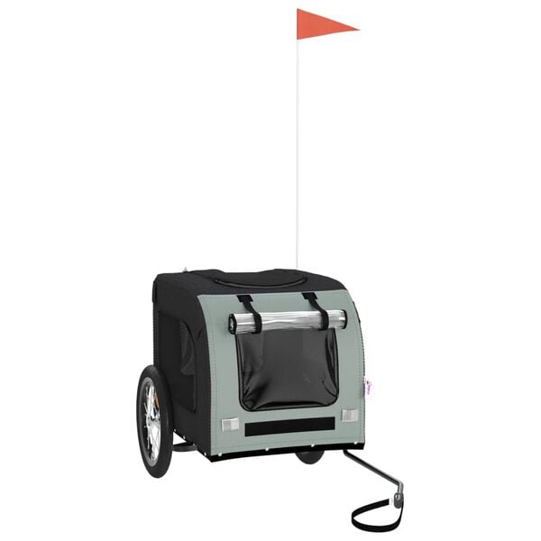 vidaXL Lemmikinkuljetuskärry polkupyörään musta/harmaa kangas ja rauta