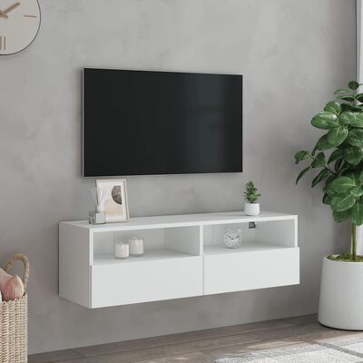 vidaXL TV-seinäkaappi valkoinen 100x30x30 cm tekninen puu