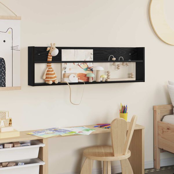 vidaXL Lehtiteline hyllyll&auml; Musta tammi. 100 x 12 x 30 cm Tekninen puu