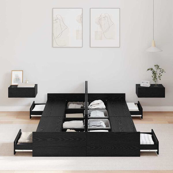 vidaXL S&auml;ilytystilallinen s&auml;ngynrunko Musta tammi. 120 x 200 cm