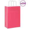 vidaXL Paperikassit 250 kpl kahvoilla pinkki 21x11x31 cm