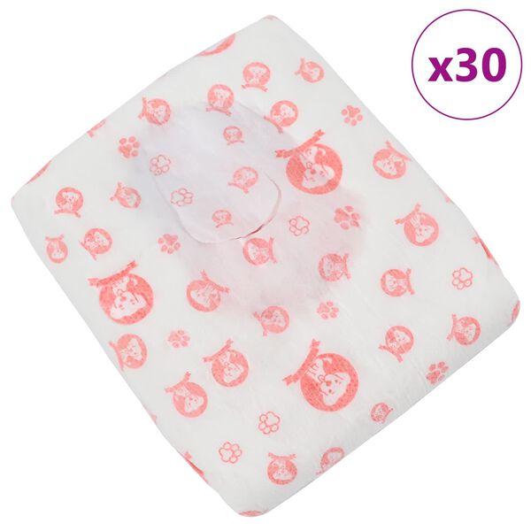 vidaXL Kertak&auml;ytt&ouml;inen Naispuolinen Koiran Vaippa 30 pcs Valkoinen M