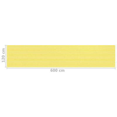 vidaXL Parvekkeen suoja keltainen ja valkoinen 120x600 cm HDPE