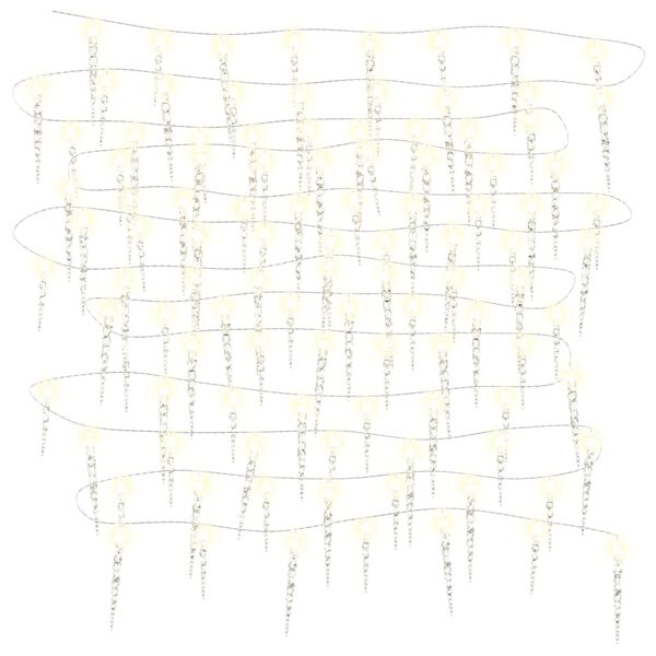 vidaXL Jouluinen jääpuikkovalo 100 LEDiä Lämmin valkoinen 10 m akryyli PVC