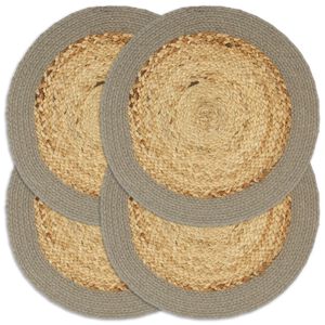vidaXL Tabletit 4 kpl luonnollinen/harmaa 38 cm juutti ja puuvilla