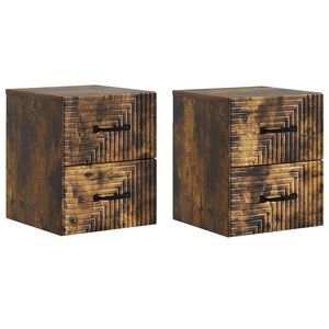 vidaXL Sein&auml;lle Kiinnitett&auml;v&auml; Y&ouml;p&ouml;yt&auml; 2 pcs Savutammi Tekninen puu