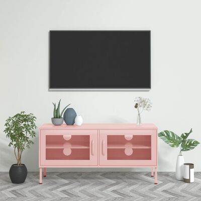 vidaXL TV-taso pinkki 105x35x50 cm teräs