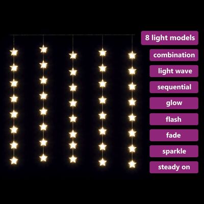 vidaXL LED-valoverho tähtikeijuvalot 200 LEDiä lämmin valkoinen