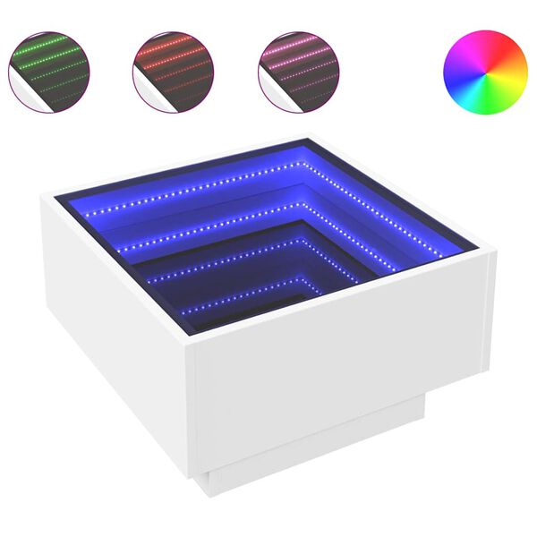 vidaXL Sohvap&ouml;yt&auml; LED-valoilla valkoinen 50x50x30 cm tekninen puu