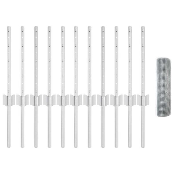 vidaXL Aita ja tolppa Hopea 0,4 x 25 m Teräs