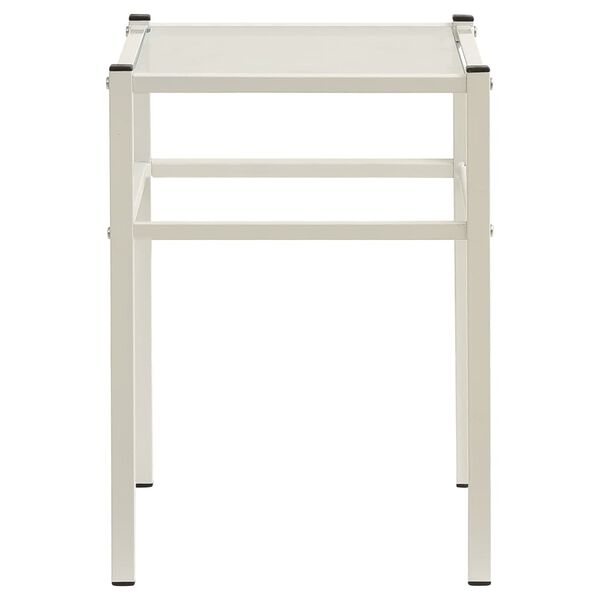 vidaXL Yöpöytä valkoinen/läpinäkyvä 42,5x33x44,5 cm metalli ja lasi