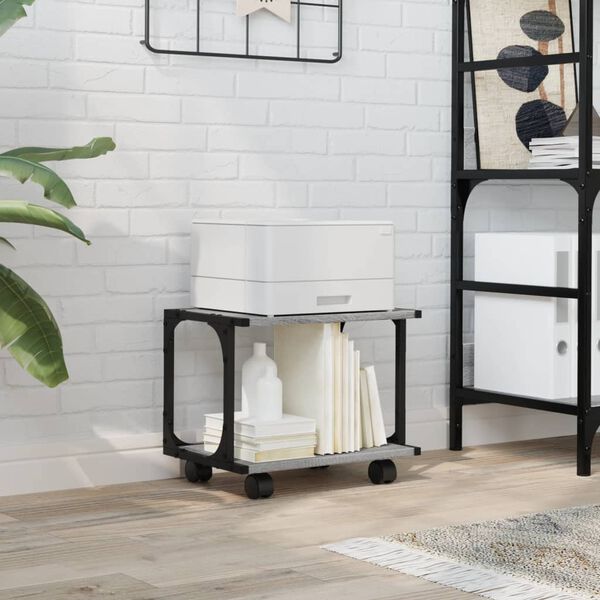 vidaXL Tulostinteline 2 tasoa harmaa Sonoma 41x28x33,5 cm tekninen puu