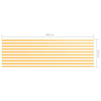 vidaXL Parvekkeen suoja valkoinen ja keltainen 120x400cm Oxford kangas