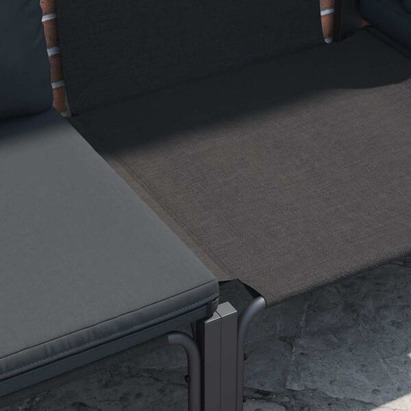 vidaXL Puutarhasohva Setti tyynyllä 9 pcs Musta Teräs