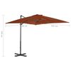 vidaXL Aurinkovarjo cantilever alumiinitolpalla 250x250 cm terrakotta