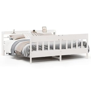 vidaXL S&auml;ngynrunko ilman patjaa valkoinen 200x200 cm t&auml;ysi m&auml;nty