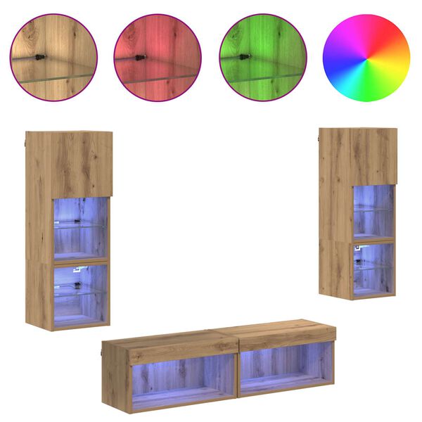 vidaXL TV-seinäyksikkö 6 pcs Artisan tammi Tekninen puu