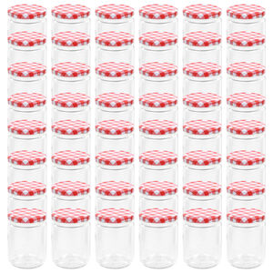 vidaXL Lasiset hillopurkit valkopunaisilla kansilla 48 kpl 230 ml