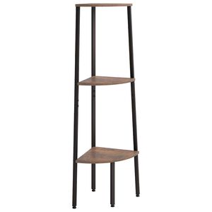 vidaXL 3-kerroksinen kulmahylly tummanruskea ja musta 45,5x31,5x120 cm
