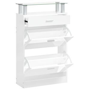 vidaXL Kenk&auml;kaappi korkeakiilto valkoinen 63x24x104 cm tekninen puu