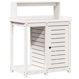 vidaXL Ruukutusp&ouml;yt&auml; hyllyll&auml; valkoinen 82,5x50x109,5 cm t&auml;ysi m&auml;nty