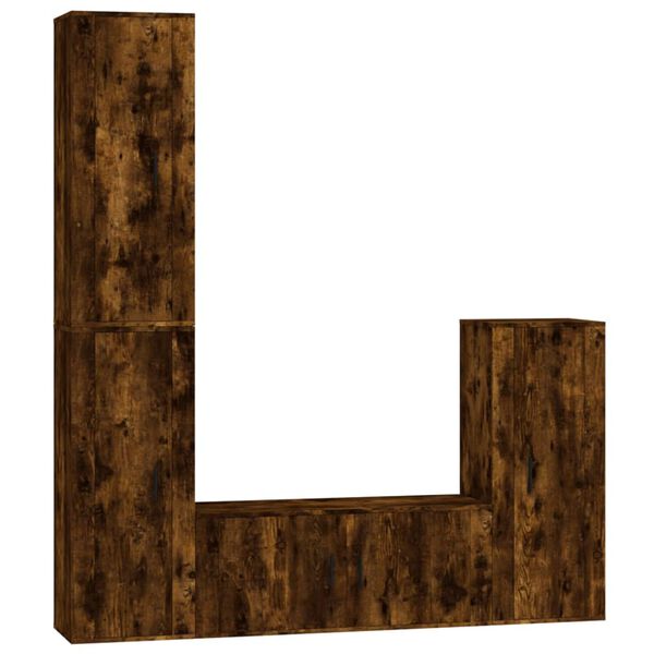 vidaXL 4-osainen TV-kaappisarja savutammi tekninen puu