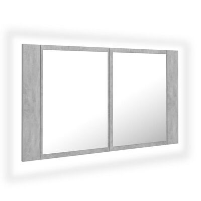 vidaXL Kylpyhuoneen LED peilikaappi betoninharmaa 80x12x45 cm akryyli