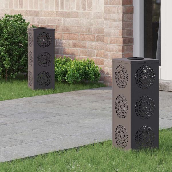 vidaXL Aurinko LED-polkuvalo 2 pcs Musta Kylm&auml;valssattu ter&auml;s