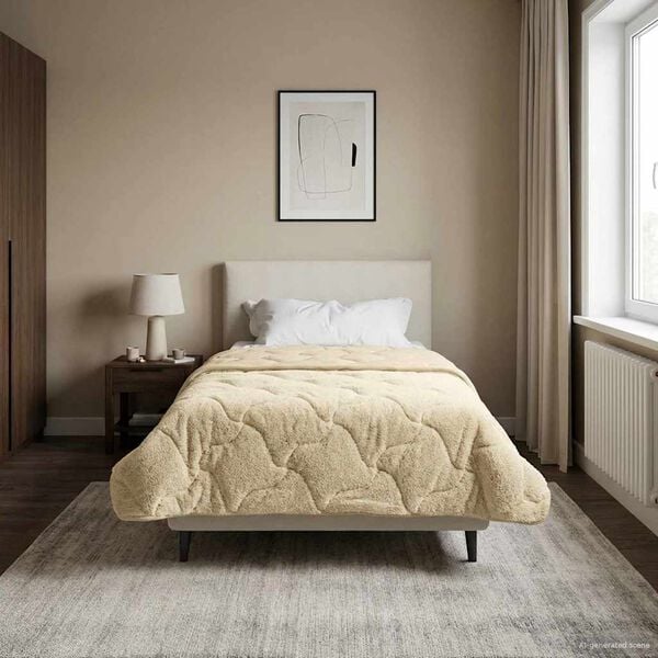 vidaXL Koko Vuoden Peitto Quiltottu Kerma 155 x 200 cm