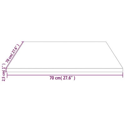 vidaXL Pöytälevy 70x70x2,5 cm täysi mänty neliö