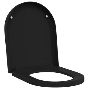 vidaXL WC-istuin S&auml;&auml;dett&auml;v&auml; Musta 48 x 36,5 x 4,5 cm Polypropeeni