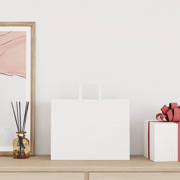 vidaXL Paperikassit 50 kpl kahvoilla valkoinen 32x17x25 cm