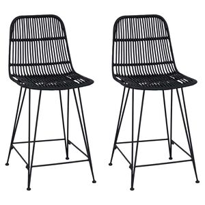 vidaXL Baarijakkara 2 kpl Musta 44 x 54 x 96 cm Rattan ja Ter&auml;s