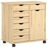 vidaXL Rullaava kaappi 63,5 x 39 x 65,5 cm Massiivinen m&auml;nty Ruskea