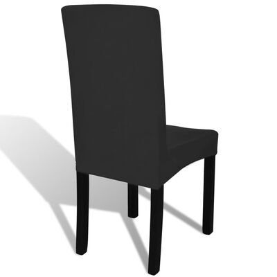 vidaXL Suora joustava tuolinsuoja 6 kpl musta