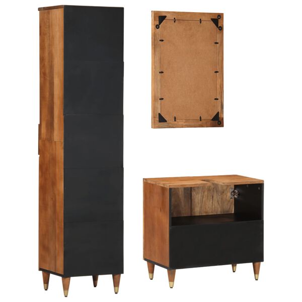 vidaXL 3-osainen Kylpyhuoneen kalustesarja täysi mangopuu