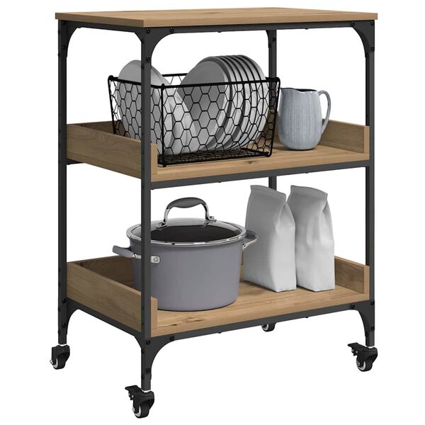 vidaXL Keitti&ouml;vaunu Artisan tammi 60 x 41 x 80.5 cm Tekninen puu