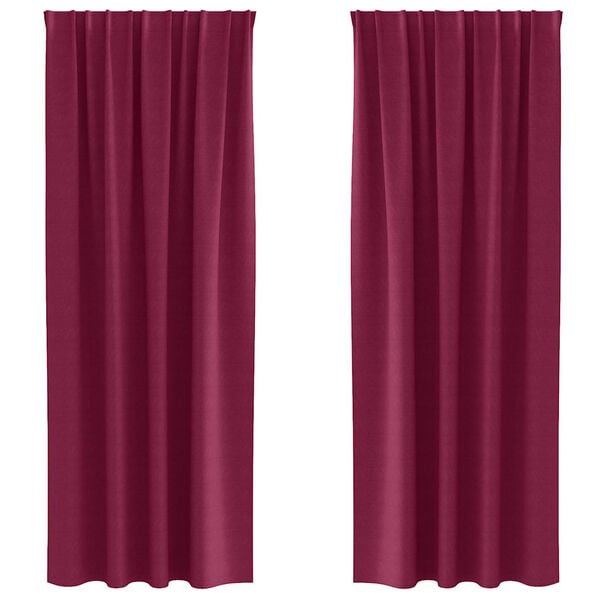 vidaXL Piment&auml;v&auml; verho renkailla 2 pcs Viininpunainen 245 x 140 cm