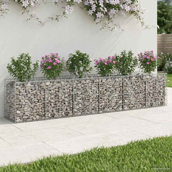 vidaXL Gabion Kohotettu Peti 2 pcs Hopea 300 x 50 x 60 cm