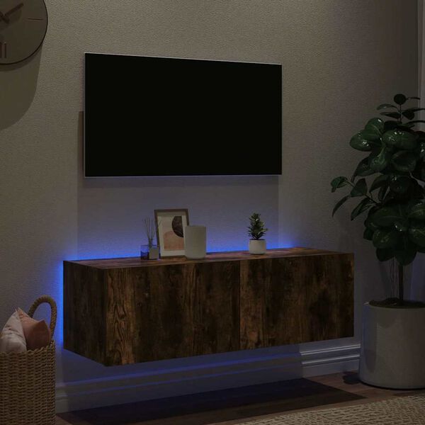 vidaXL TV-sein&auml;kaappi LED-valoilla savutammi 100x35x31 cm