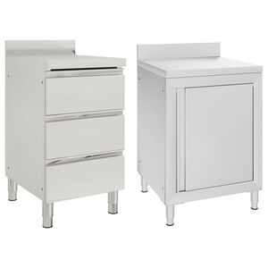 vidaXL Kaupalliset keitti&ouml;n kaapit 2 kpl ruostumaton ter&auml;s