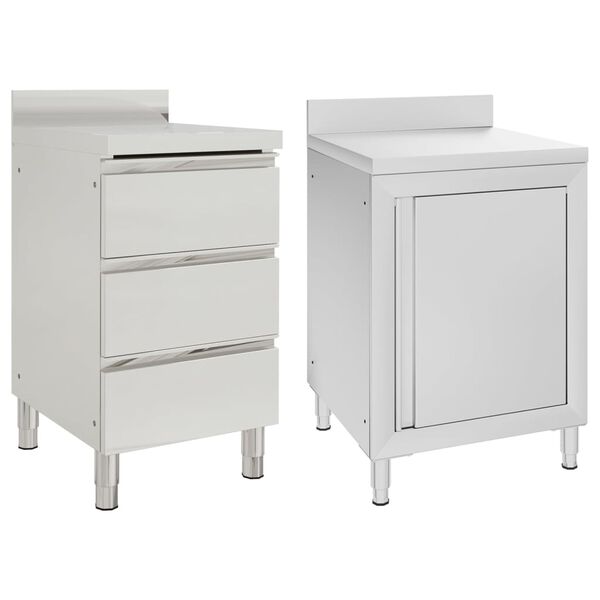 vidaXL Kaupalliset keitti&ouml;n kaapit 2 kpl ruostumaton ter&auml;s